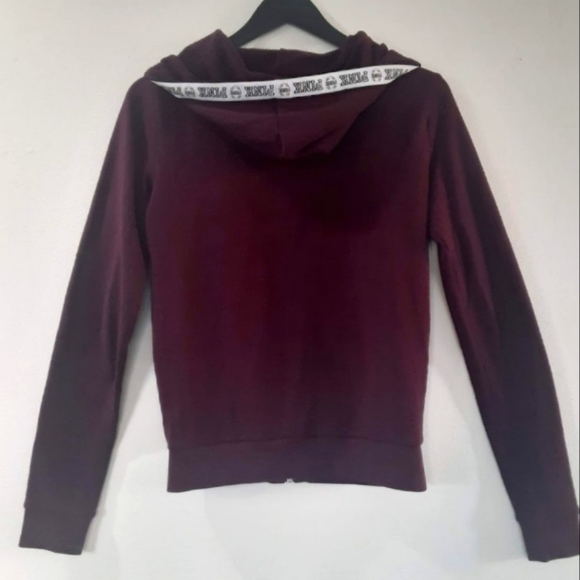 🏝🌺Pink Victoria's Secret Maroon Small Hoodie Jacket Sweater - Picture 4 of 11